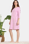 Zivame Hide N Seek Knit Cotton Knee Length Nightdress - Candy Pink — thumbnail 3